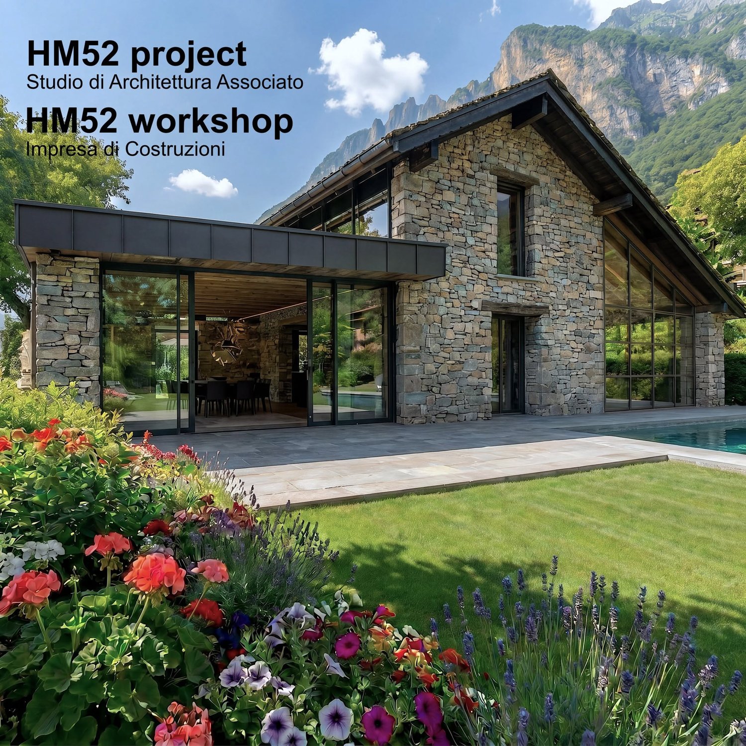 Villa in pietra e vetro tra le Dolomiti